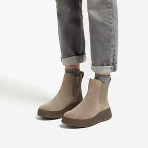 Fitflop F-Mode Suede Flatform Chelsea Boots Minky Grey